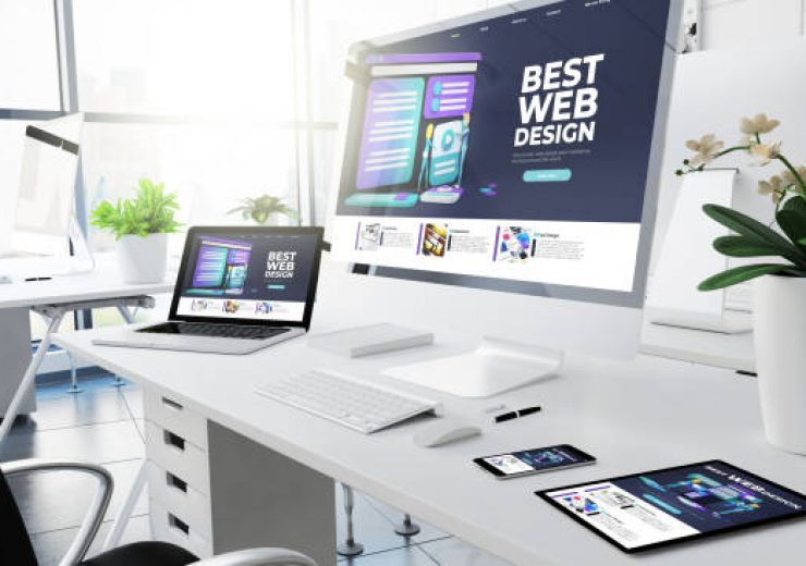 office responsive devices design website 3d rendering